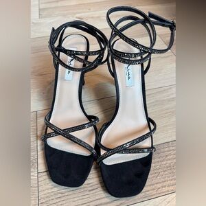 Nina Black Strappy Heels with Sparkle
